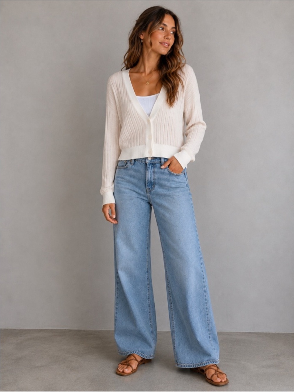 Rag & Bone || Dallyce Cropped Cardigan Ribbed Wool Sweater Beige Cream Small - Picture 9 of 9